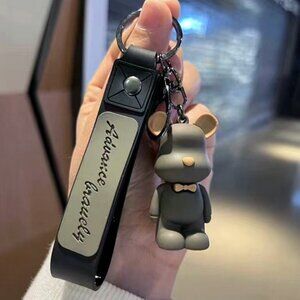 Solid color bow tie bear keychain, colorful violent bear car keychain pendant